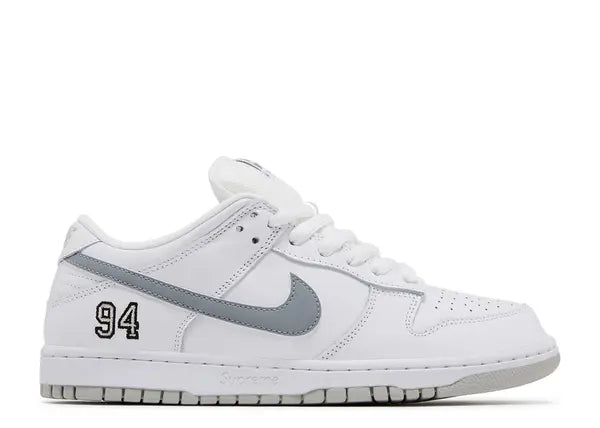 Nike SB Dunk Low Supreme 94 White Metallic Silver